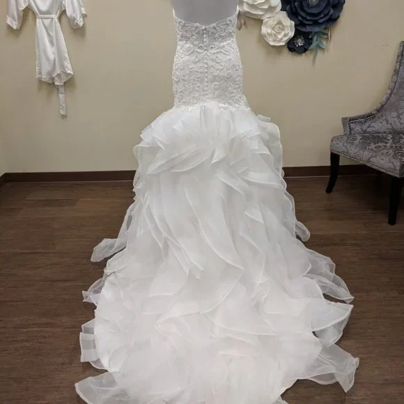 NEW Wedding Dress Size 14 Bridal Gown Mermaid Ruffle Strapless Beaded 10 12 - Picture 5 of 8